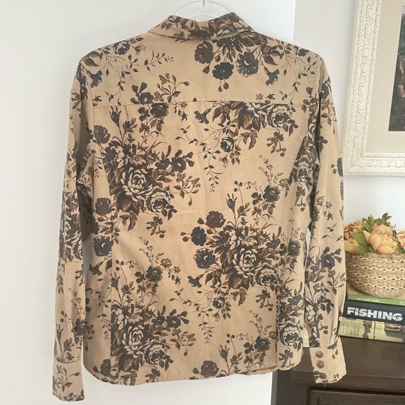 North River Outfitters button up floral long sleeve brown neutral size medium - Picture 7 of 9